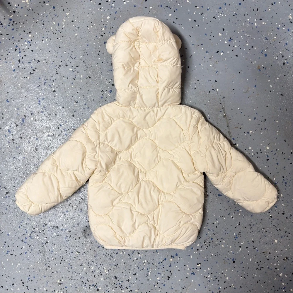 Hooded Quilted Puffer Jacket With Bear Ears